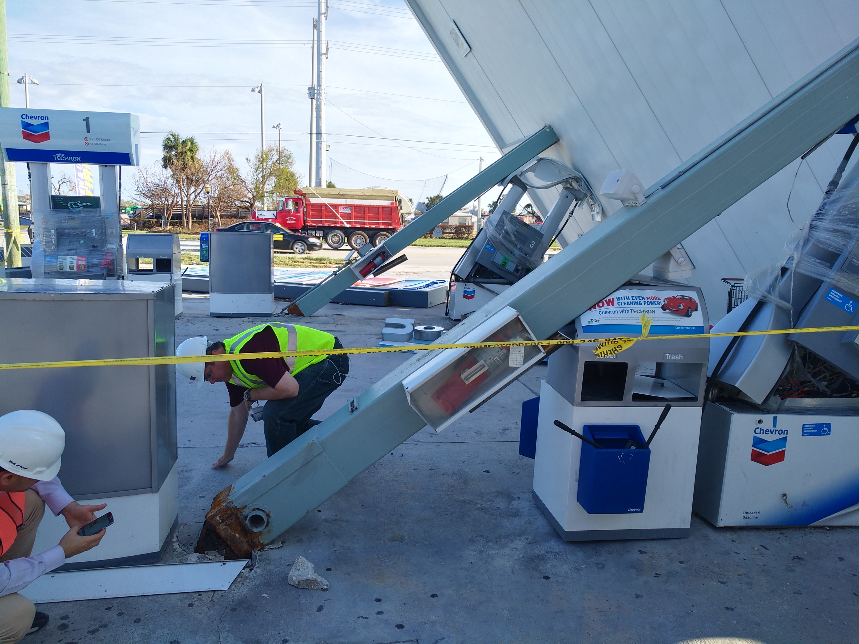 A Florida gas station damaged by Hurricane Irma